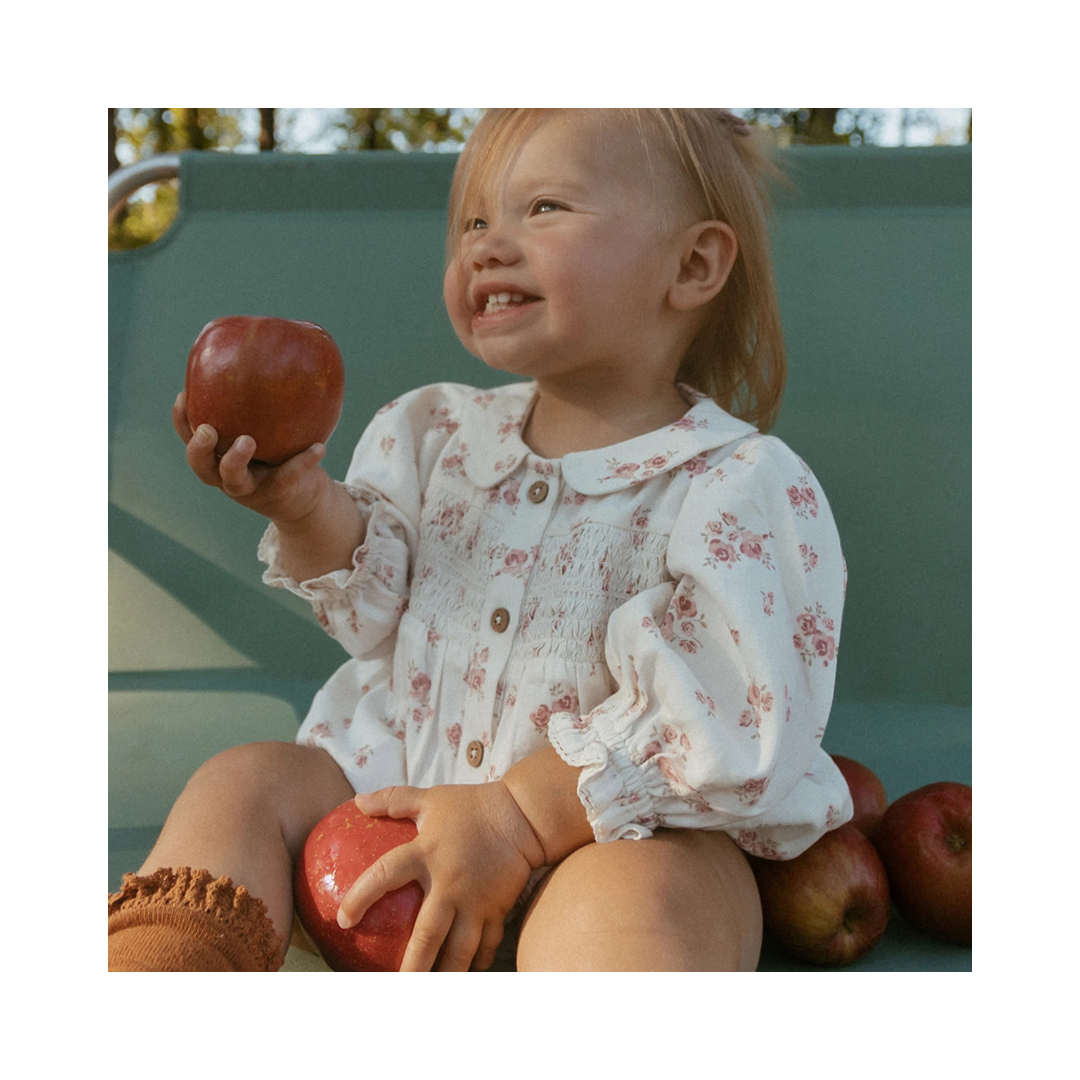 Rustic Rose Smocked Bubble Romper