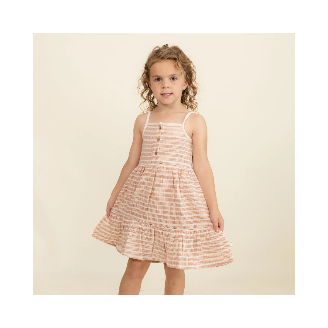 Dash Lines Tiered Dress