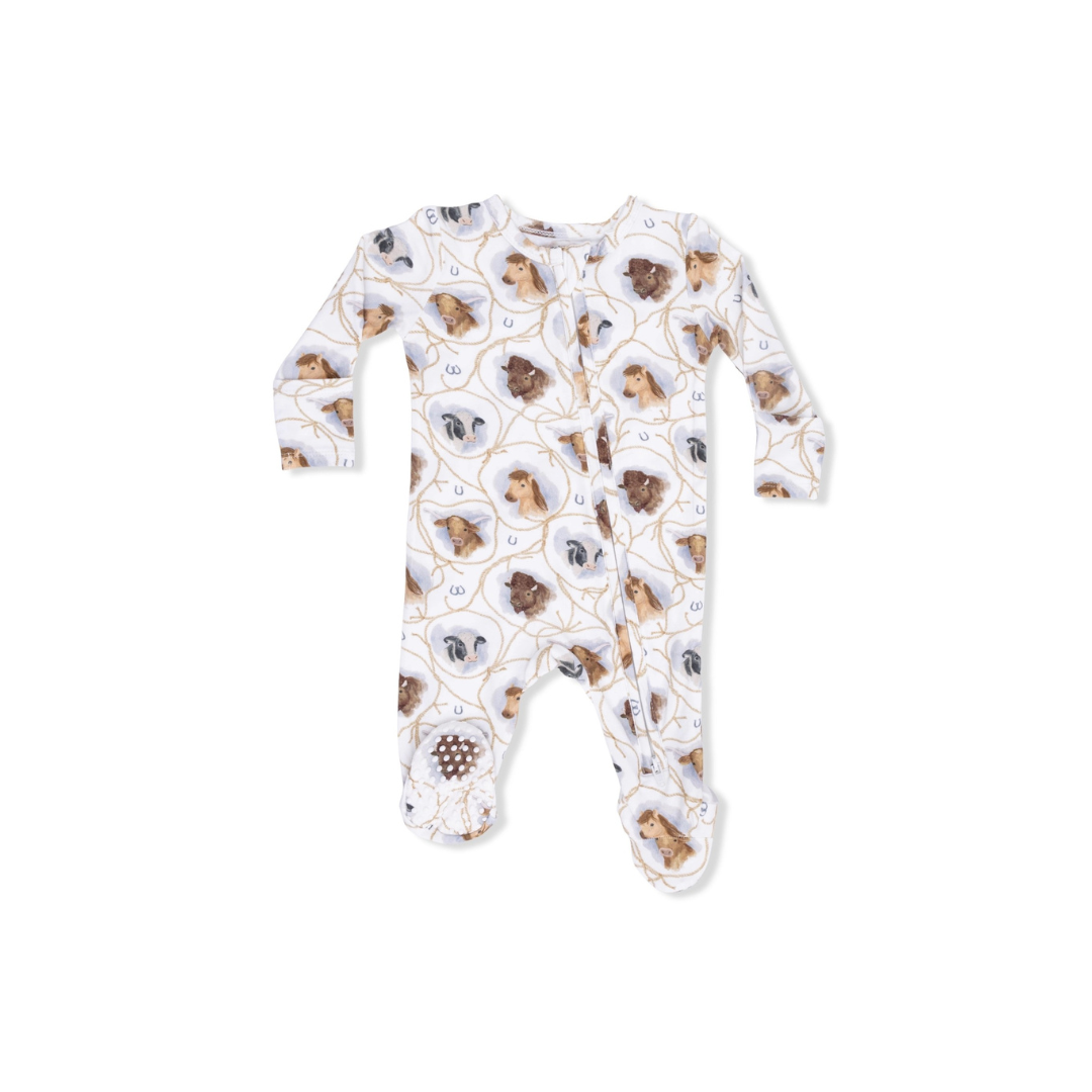 Farm Animals Rope Cameos 2 Way Zipper Footie