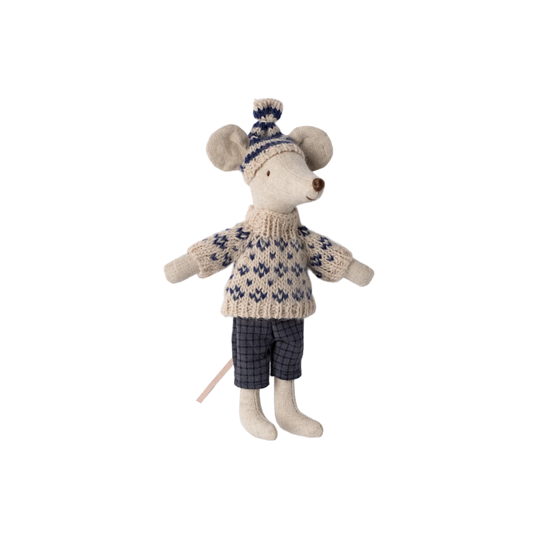 Winter Mouse with Ski Set, Dad Blue