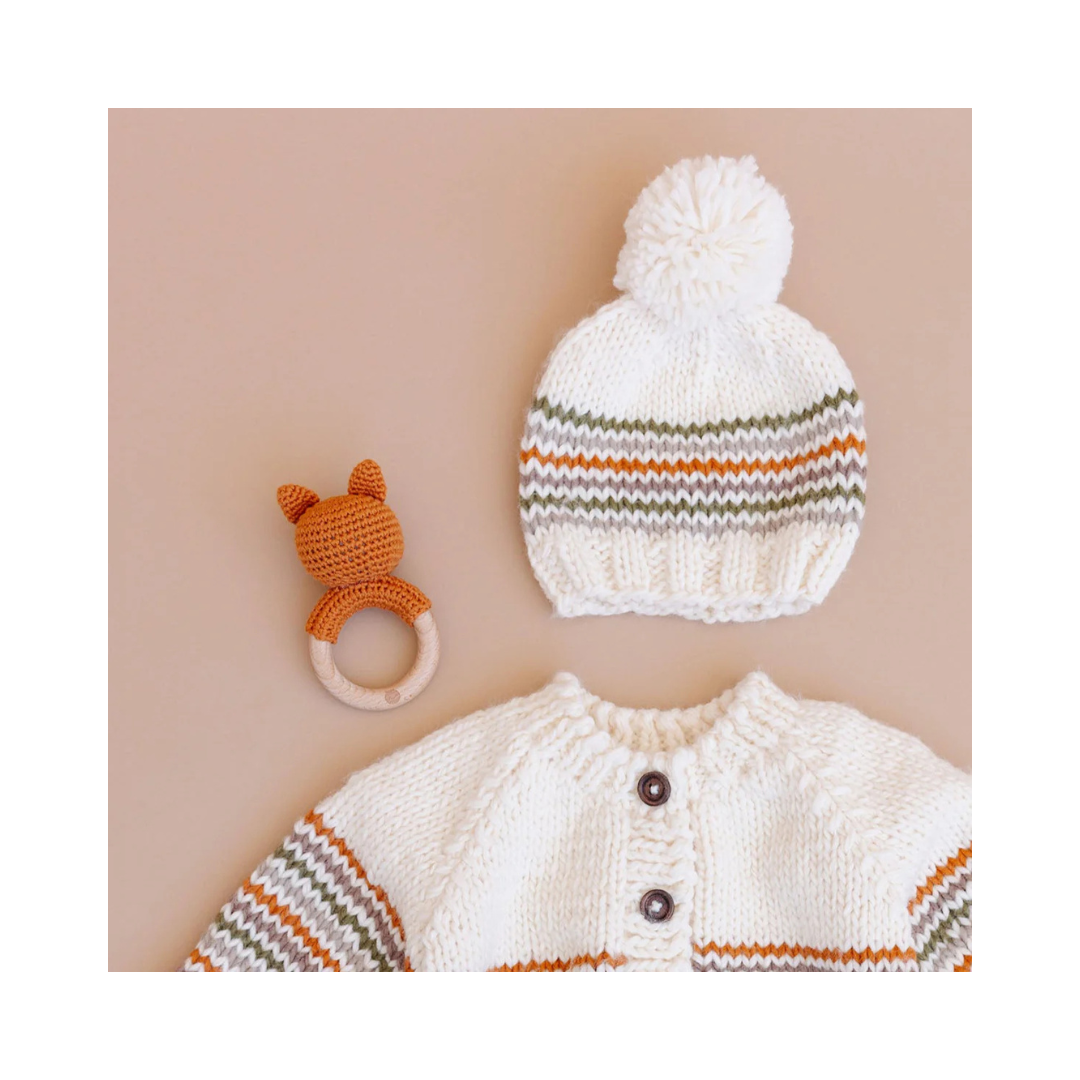 Clay Fox Cotton Crochet Teether Rattle