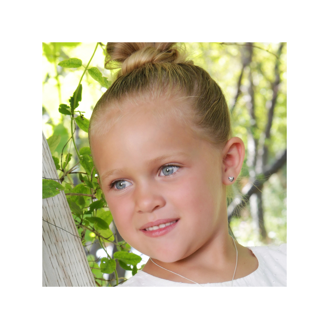 Silver Puff Heart Earrings