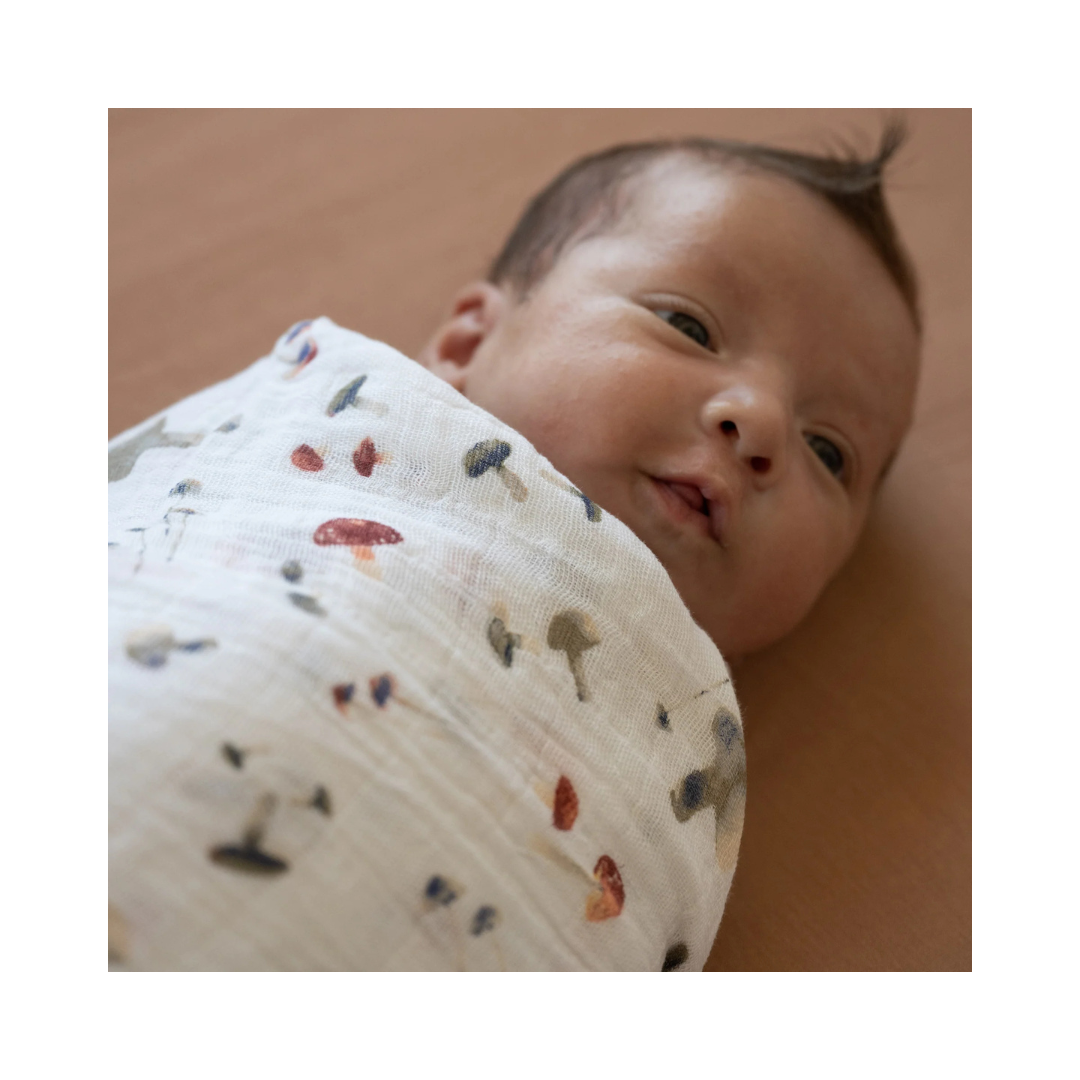 Mushrooms Cotton Muslin Swaddle Blanket 47x47