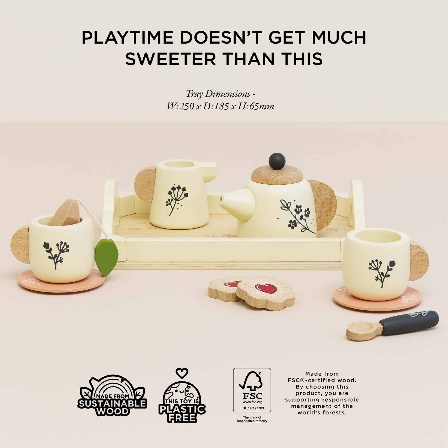Eco-Friendly Wooden Tea Set & Tray