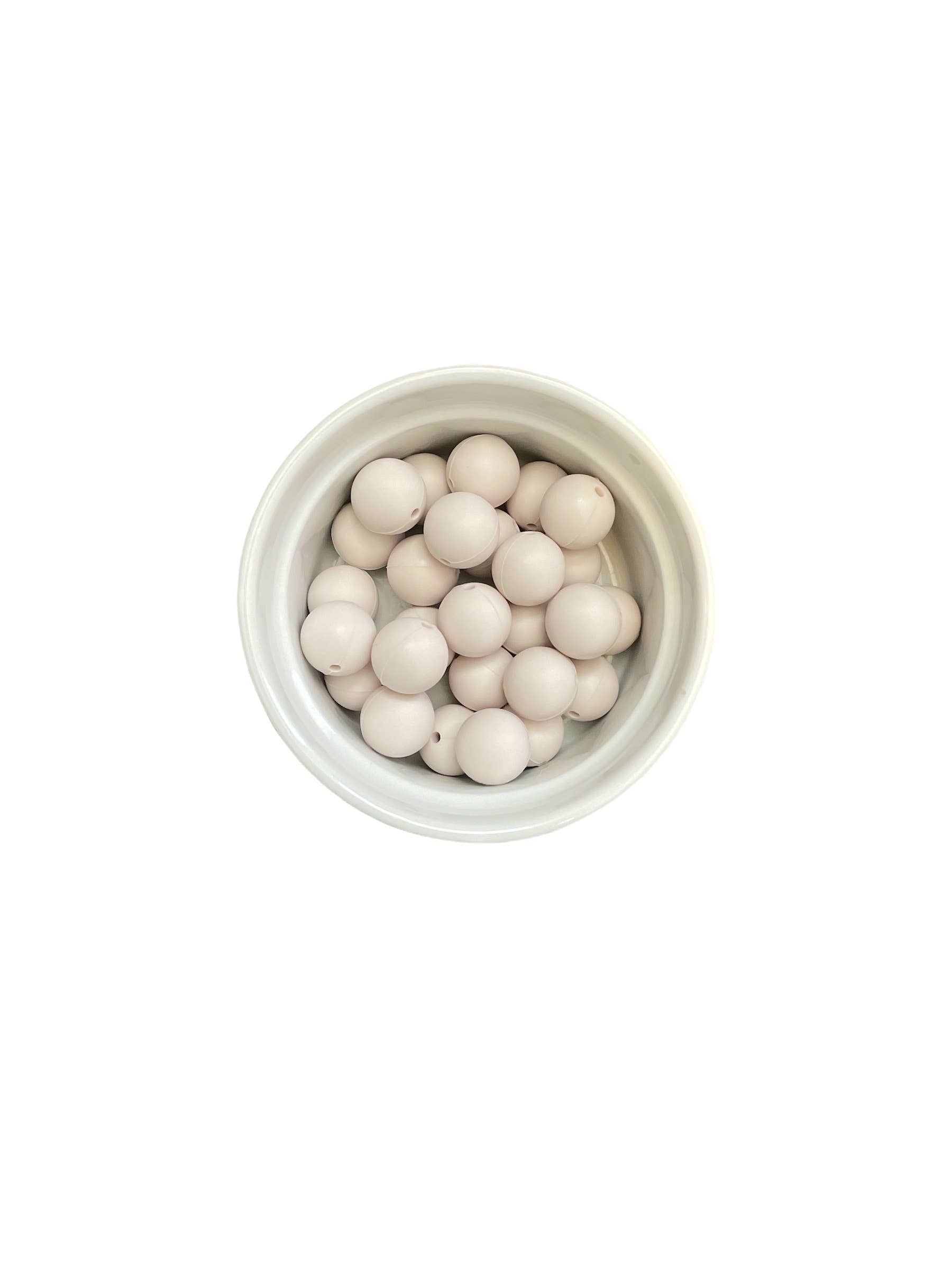 Abby Silicone & Beech Wood Rattle: White Sand