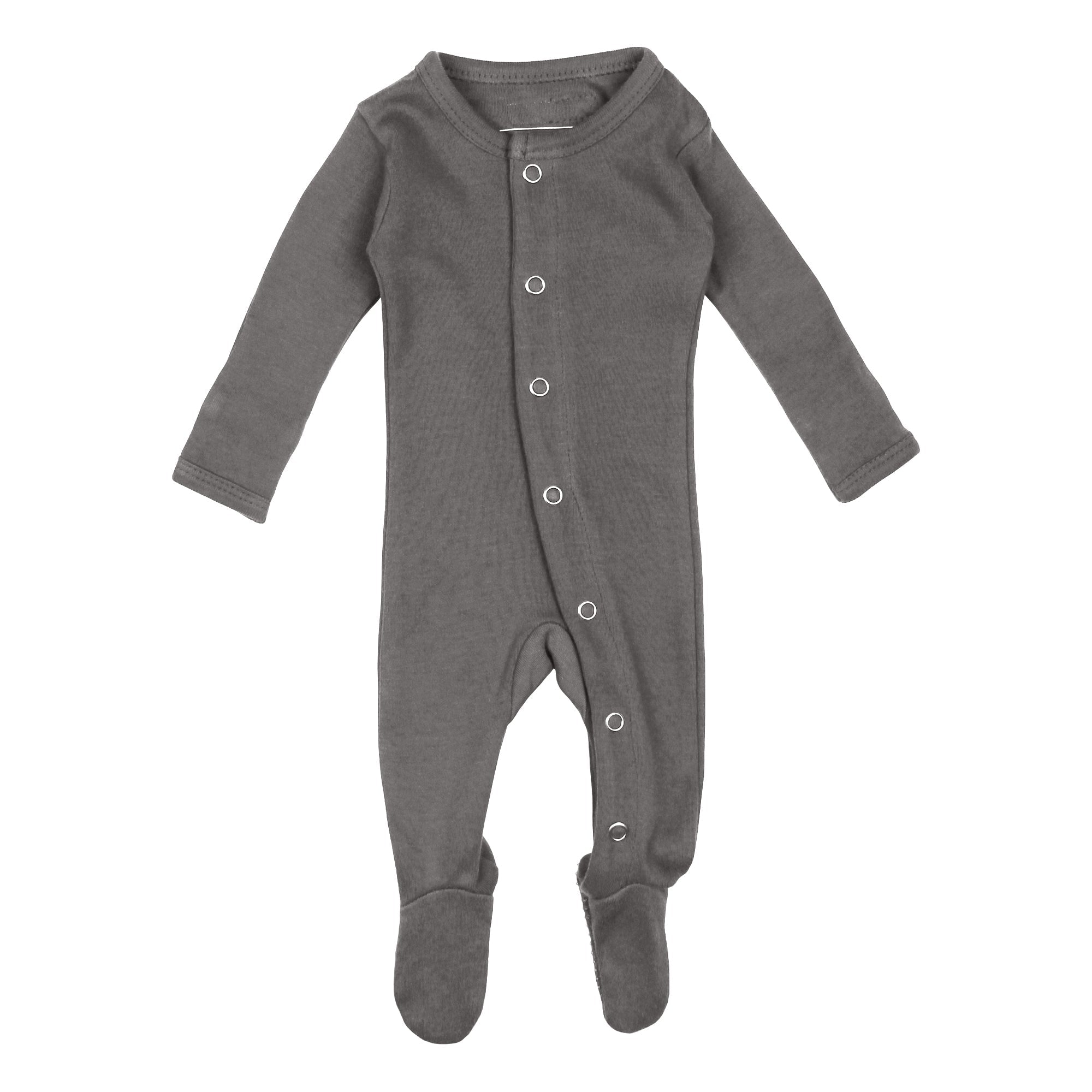 Organic Footed Snap Overall Gray 3-6M