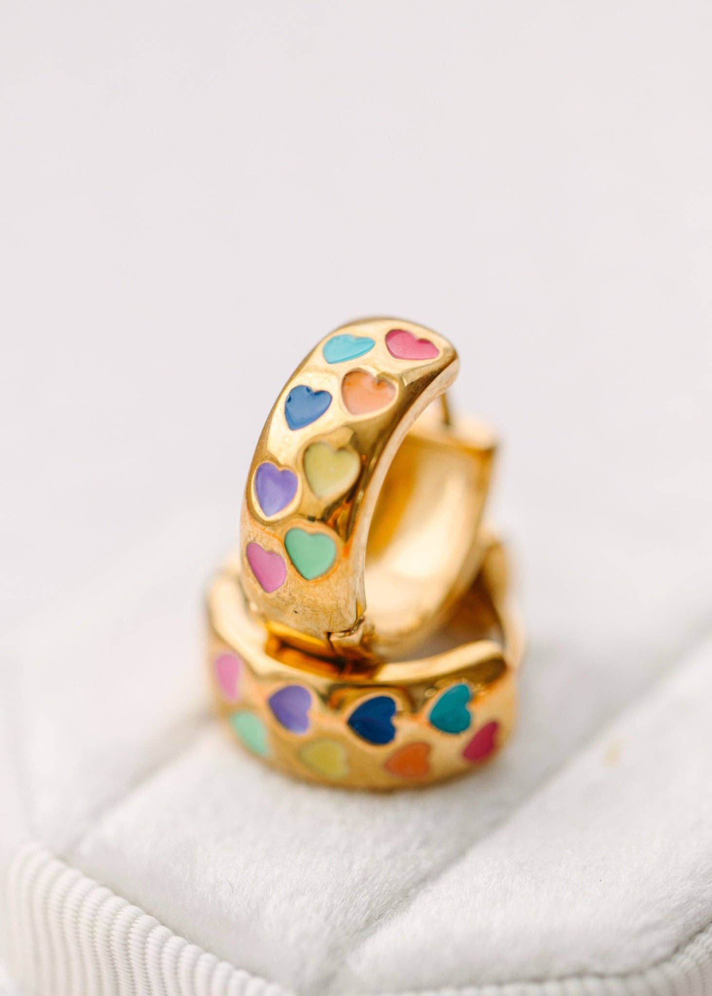 Chunky Rainbow Heart Huggies