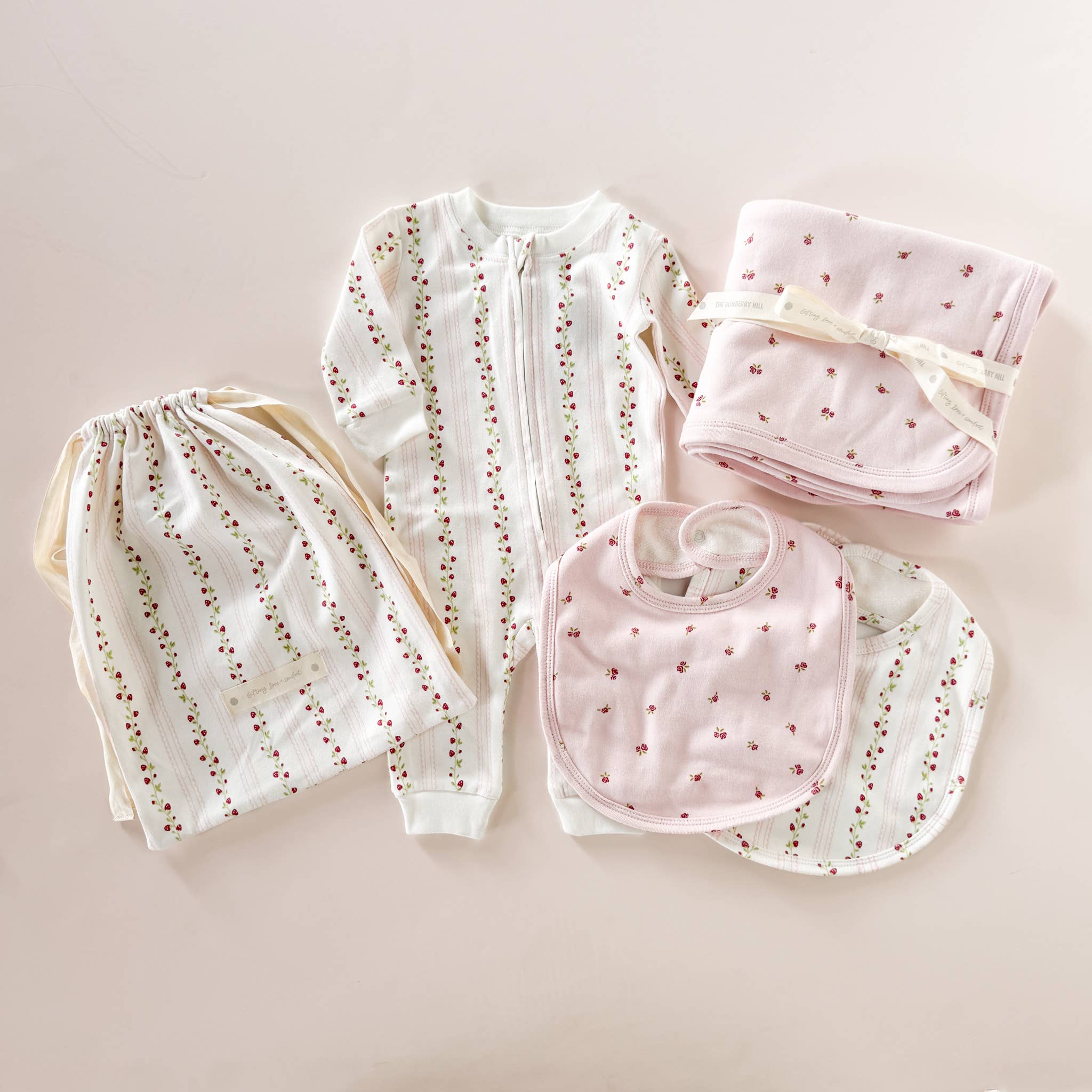 Layette Swaddle Blanket Rose Baby Girl Organic Cotton Flower: Pink