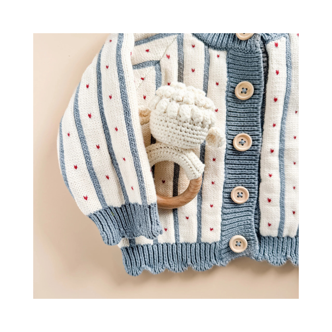 Cream Crochet Lamb Baby Newborn Rattle