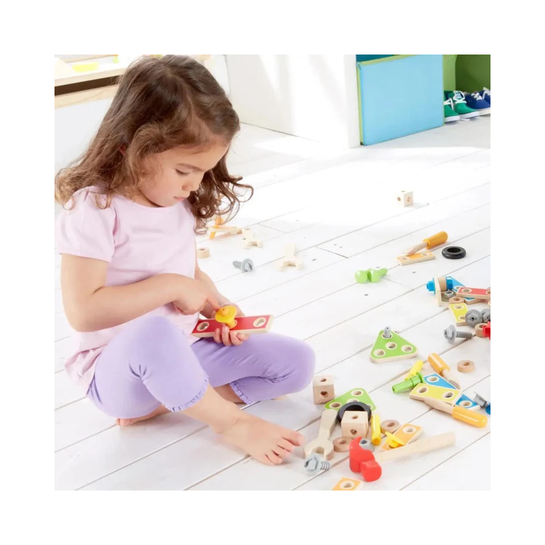 Hape Fix It Kid's Wooden Tool Box and Accessory Play Set