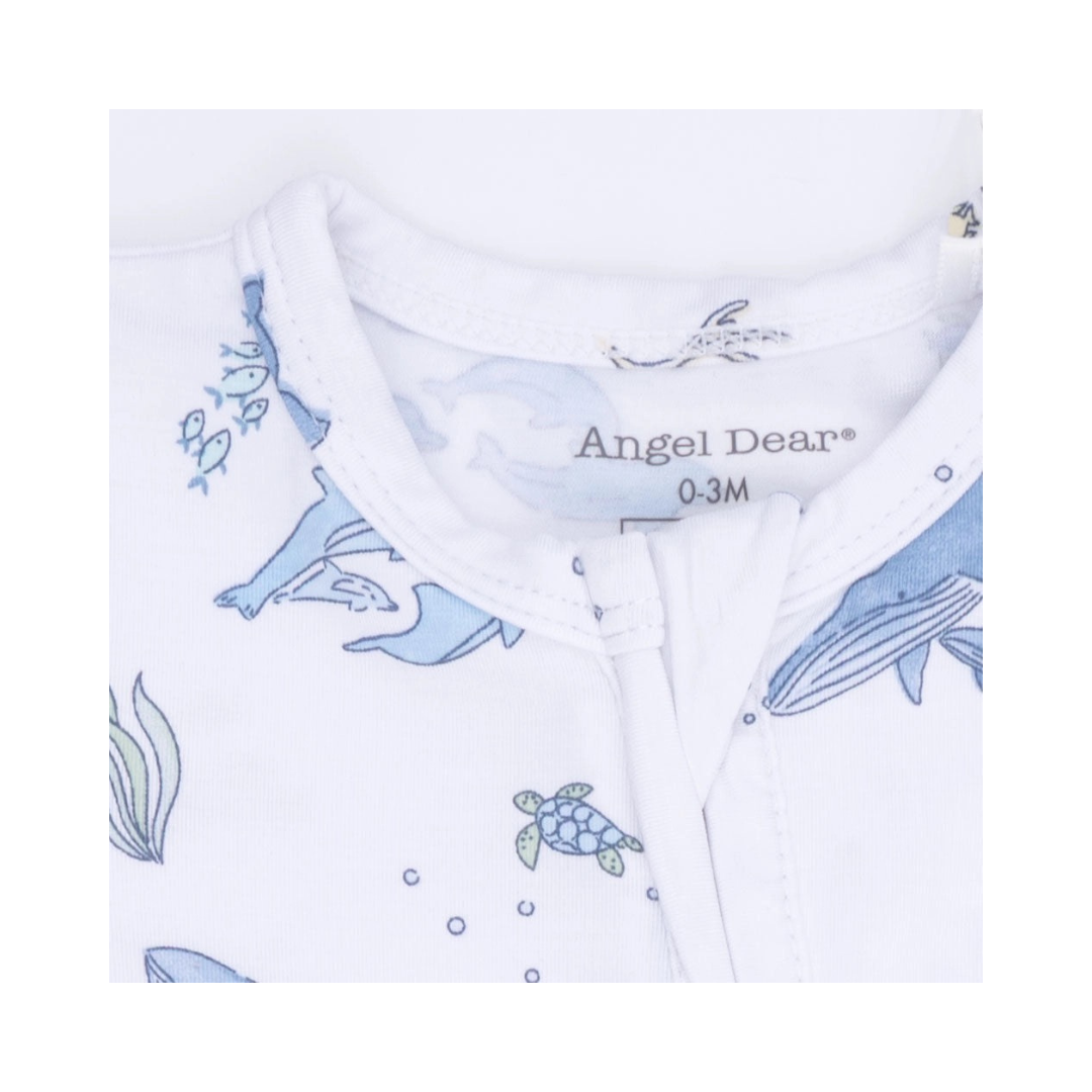 Watercolor Blue Whales 2 Way Zipper Footie
