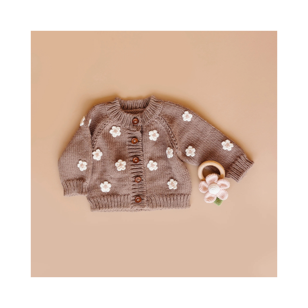 Tan Flower Cardigan