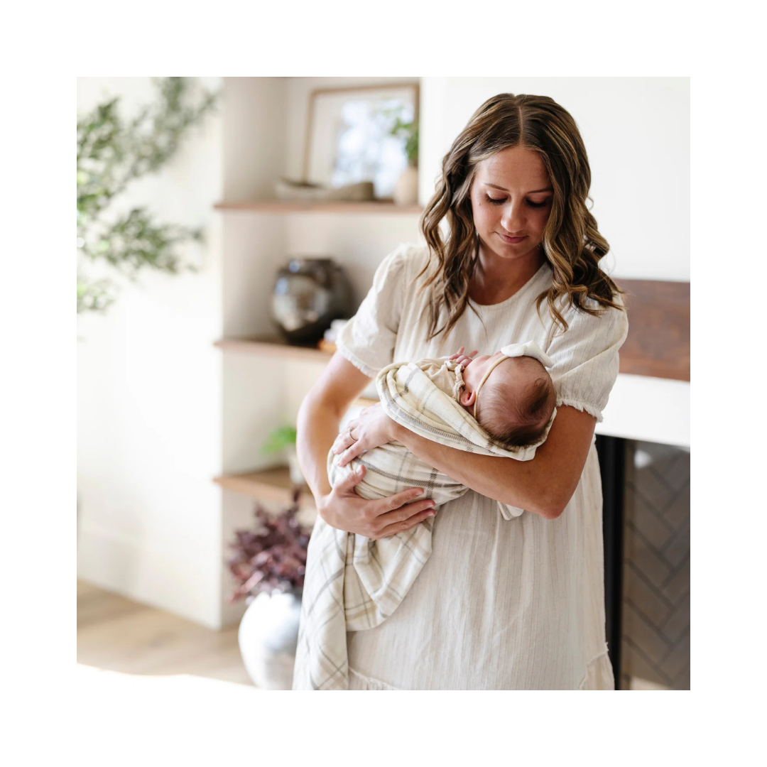 Plaid Minky Stretch Receiving Blankets