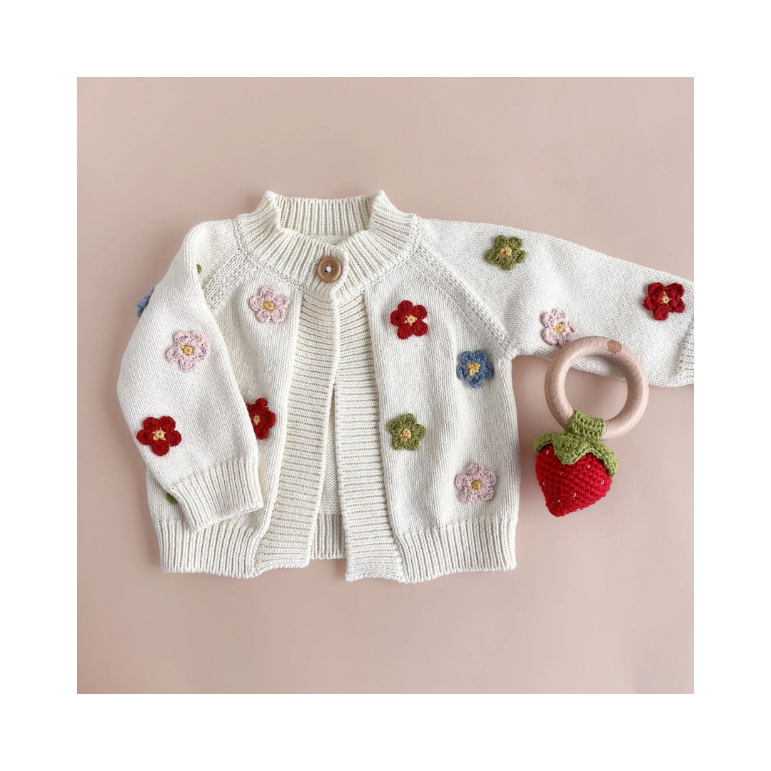 Cotton Flower Cardigan Sweater