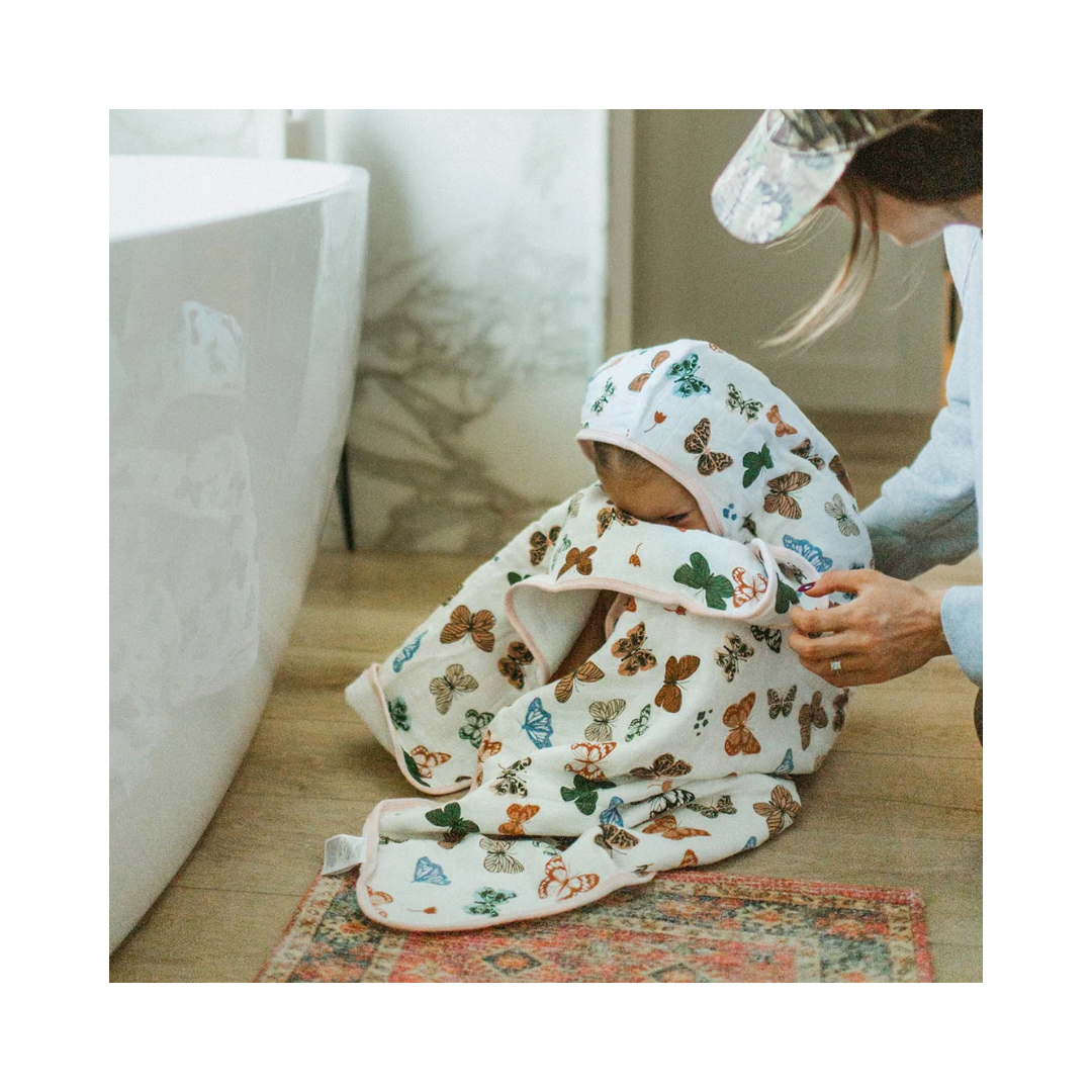 Butterflies Cotton Muslin Toddler Hooded Towel