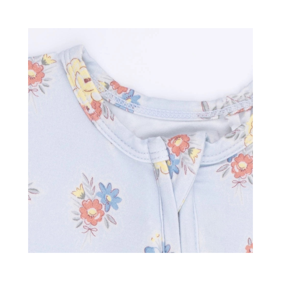 Country Stitch Floral - 2 Way Ruffle Back Zipper Footie