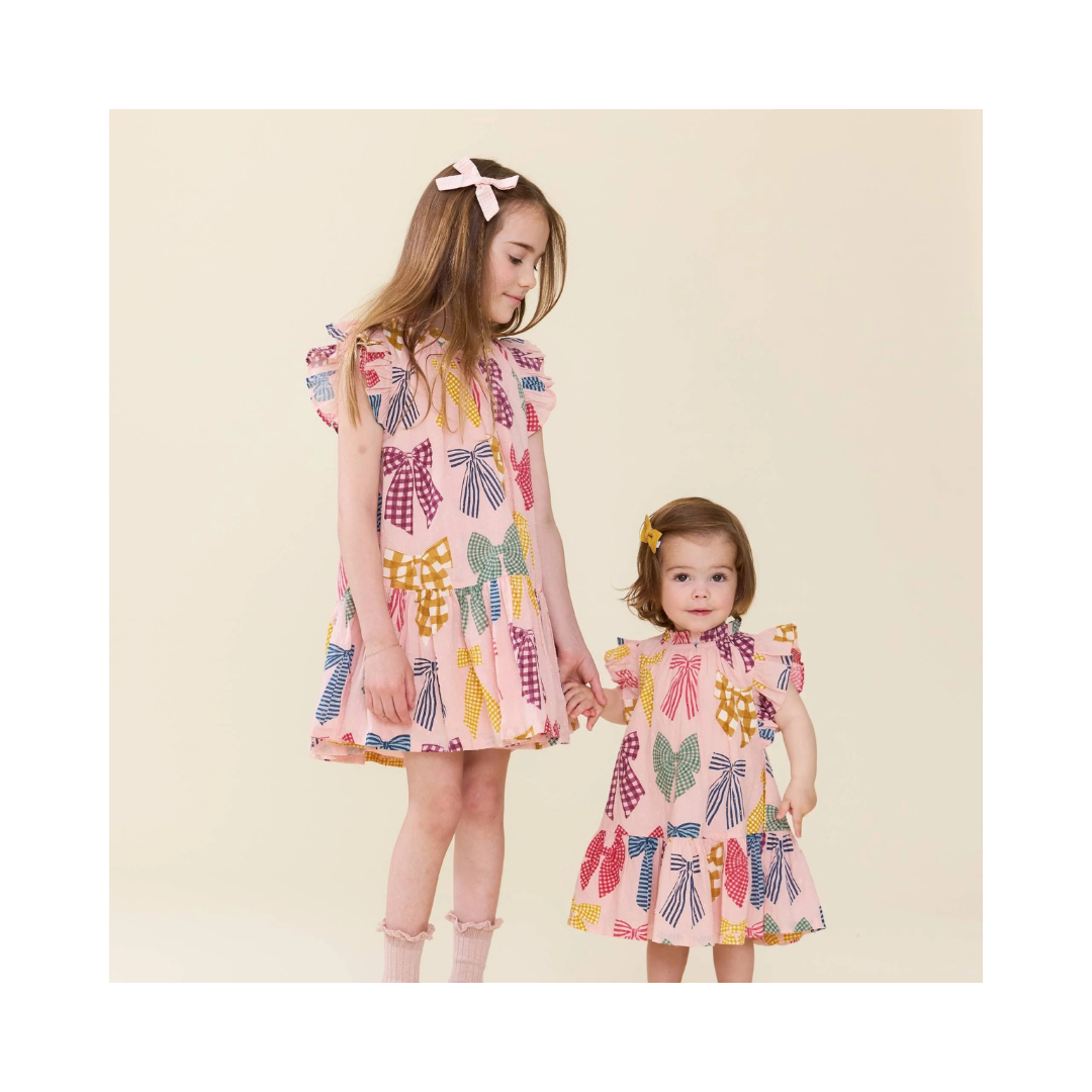 Harper Patterned Bow Baby Dress