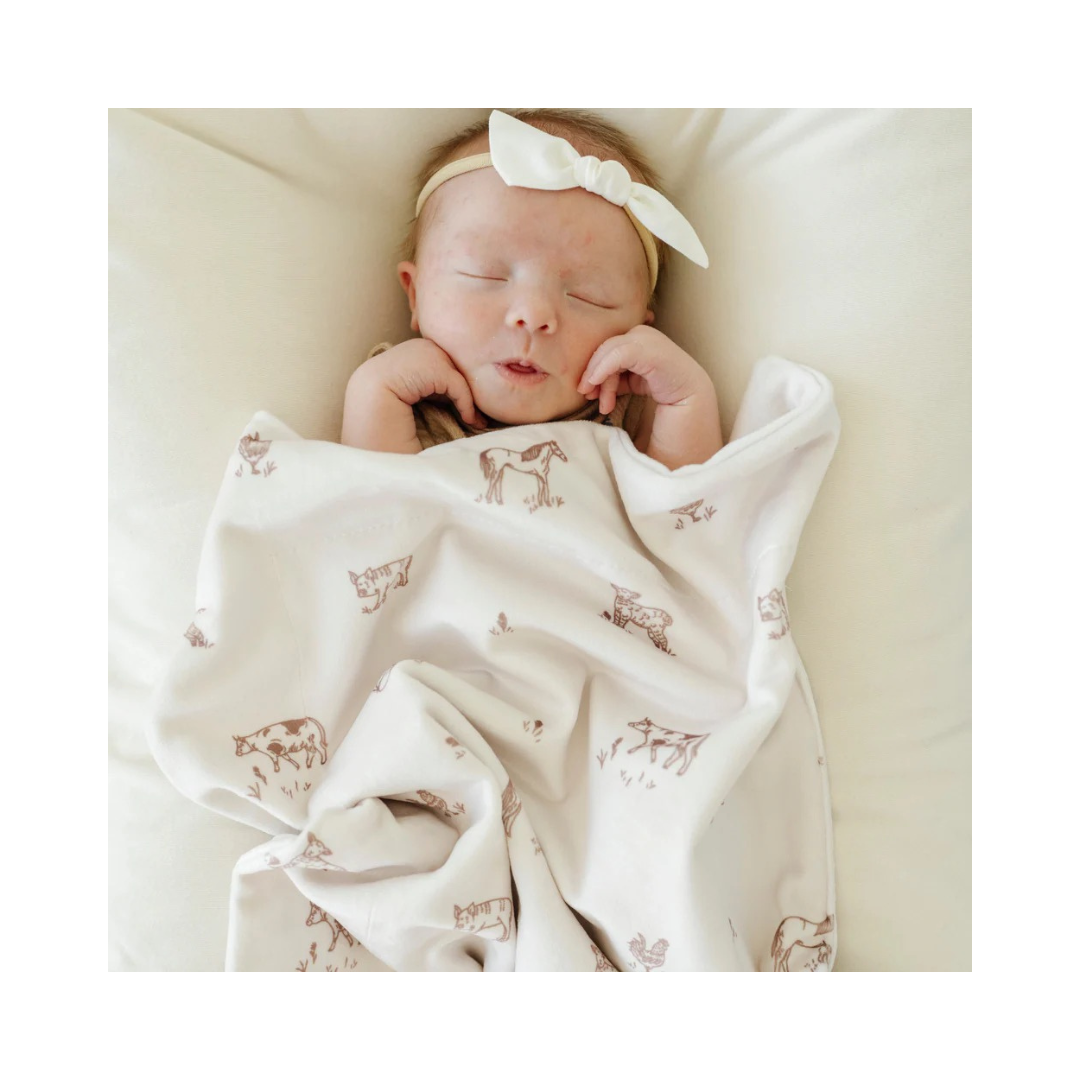 Farm Animals Minky Stretch Mini Blanket