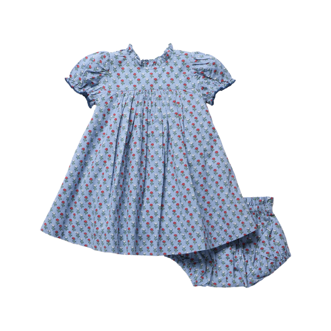 Lucia Blue Carnation Baby Dress
