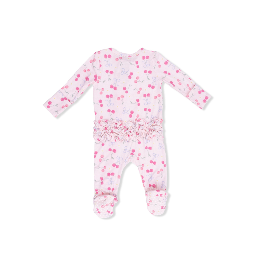 Sweet Cherries 2 Way Ruffle Back Zipper Footie