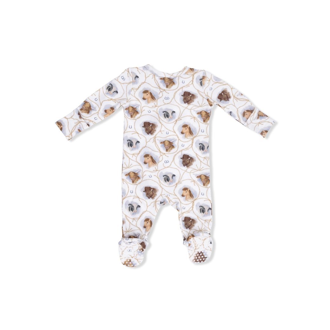 Farm Animals Rope Cameos 2 Way Zipper Footie