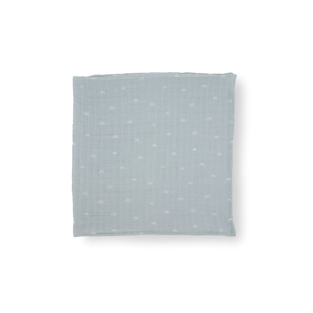 Cotton Muslin Swaddle Blue Rainbow