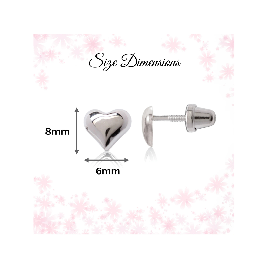 Silver Puff Heart Earrings