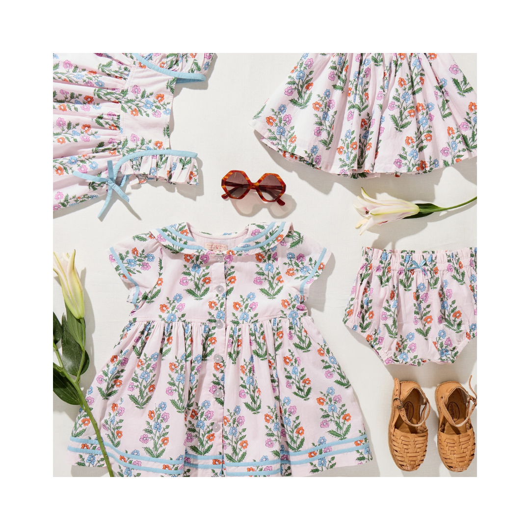 Pink Dew Drop Block Print Dress