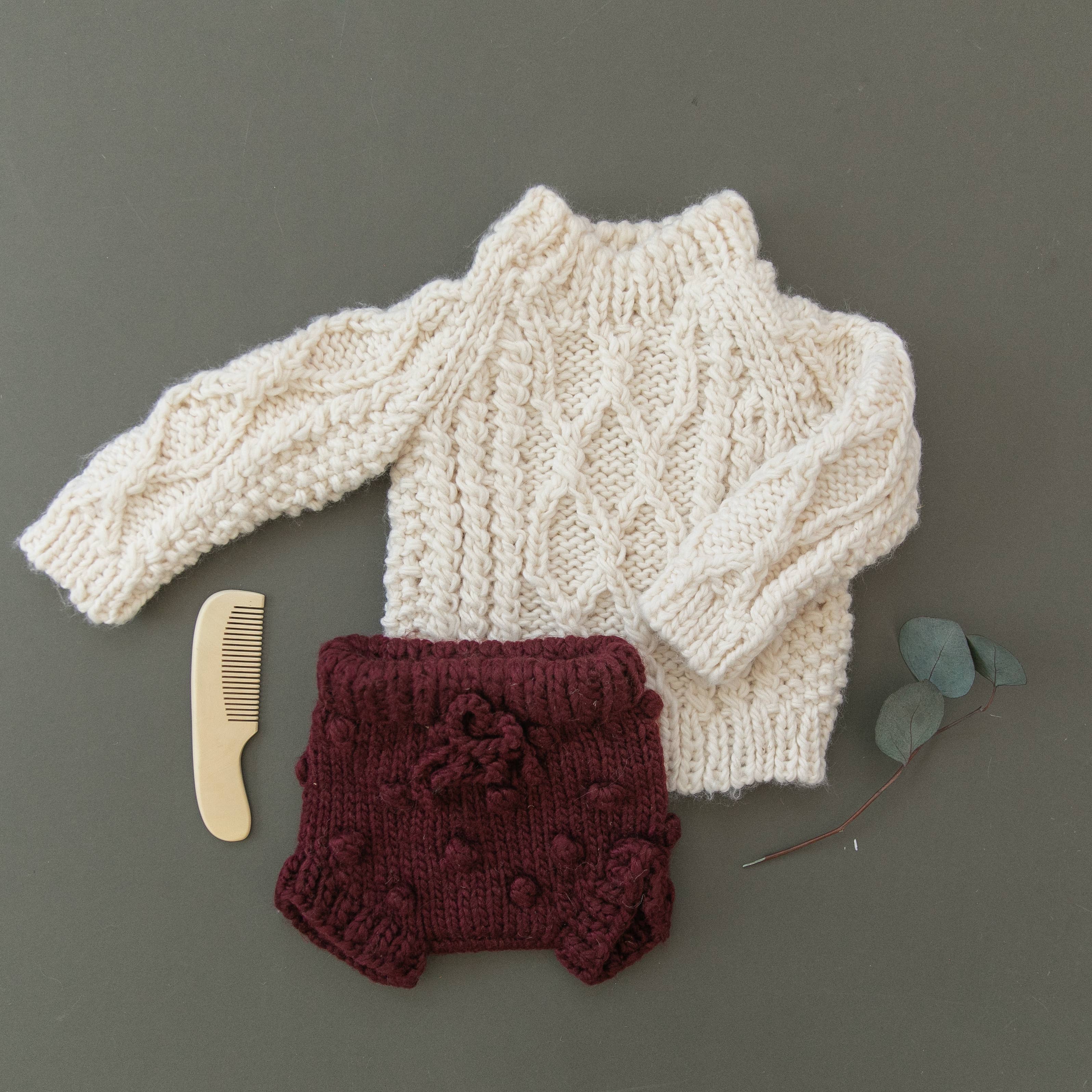 Fisherman Sweater, Cream Baby Kids Clothing Winter Apparel: XS; 6-12mths