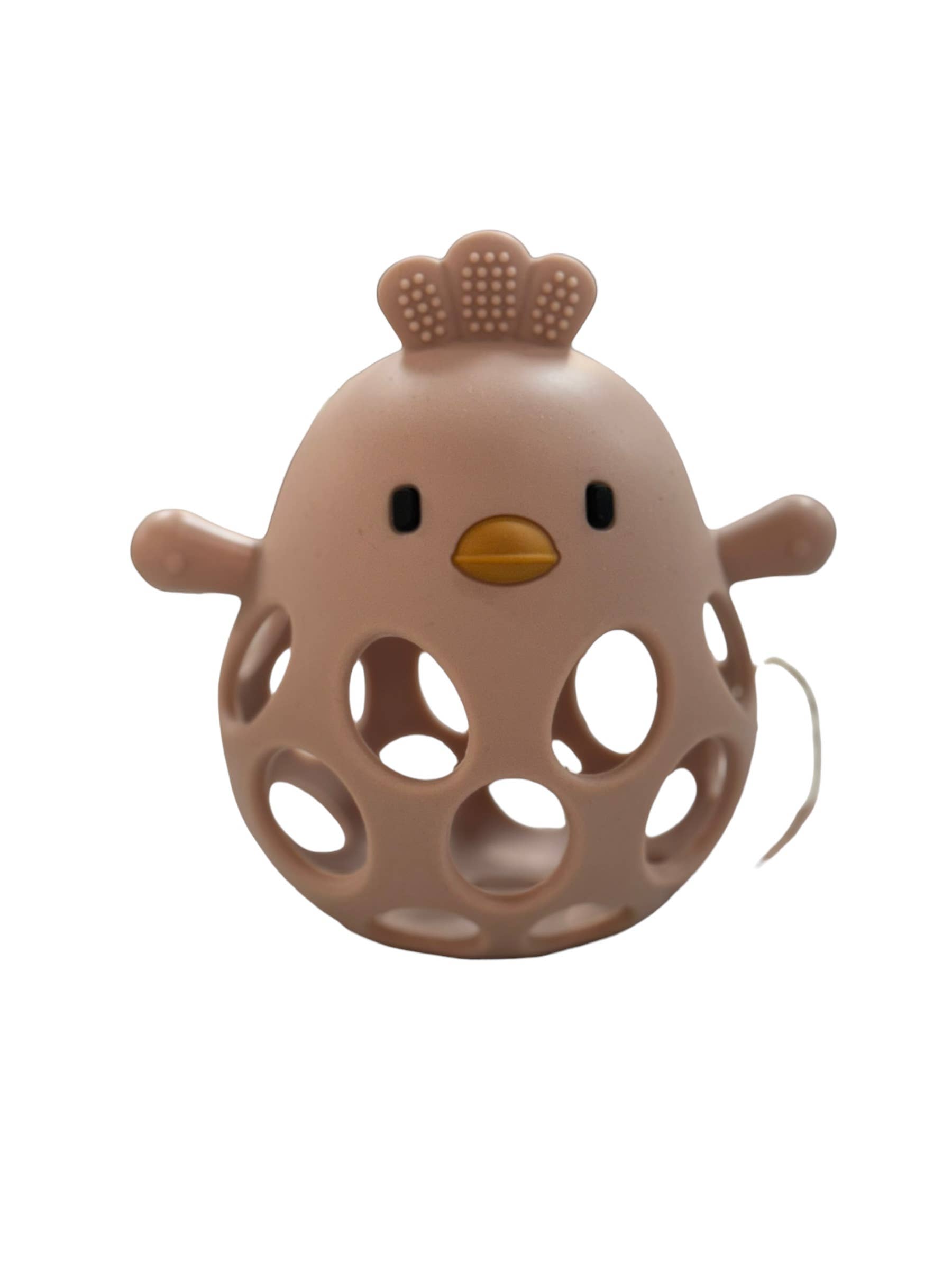 Silicone 3D Chicken Teether: Misty Rose