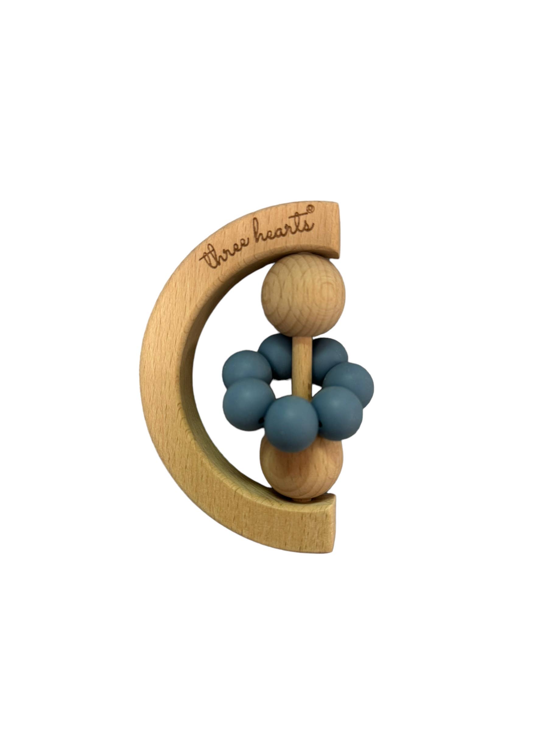 Moon Rattle - Beechwood & BPA Free Silicone: White Sand