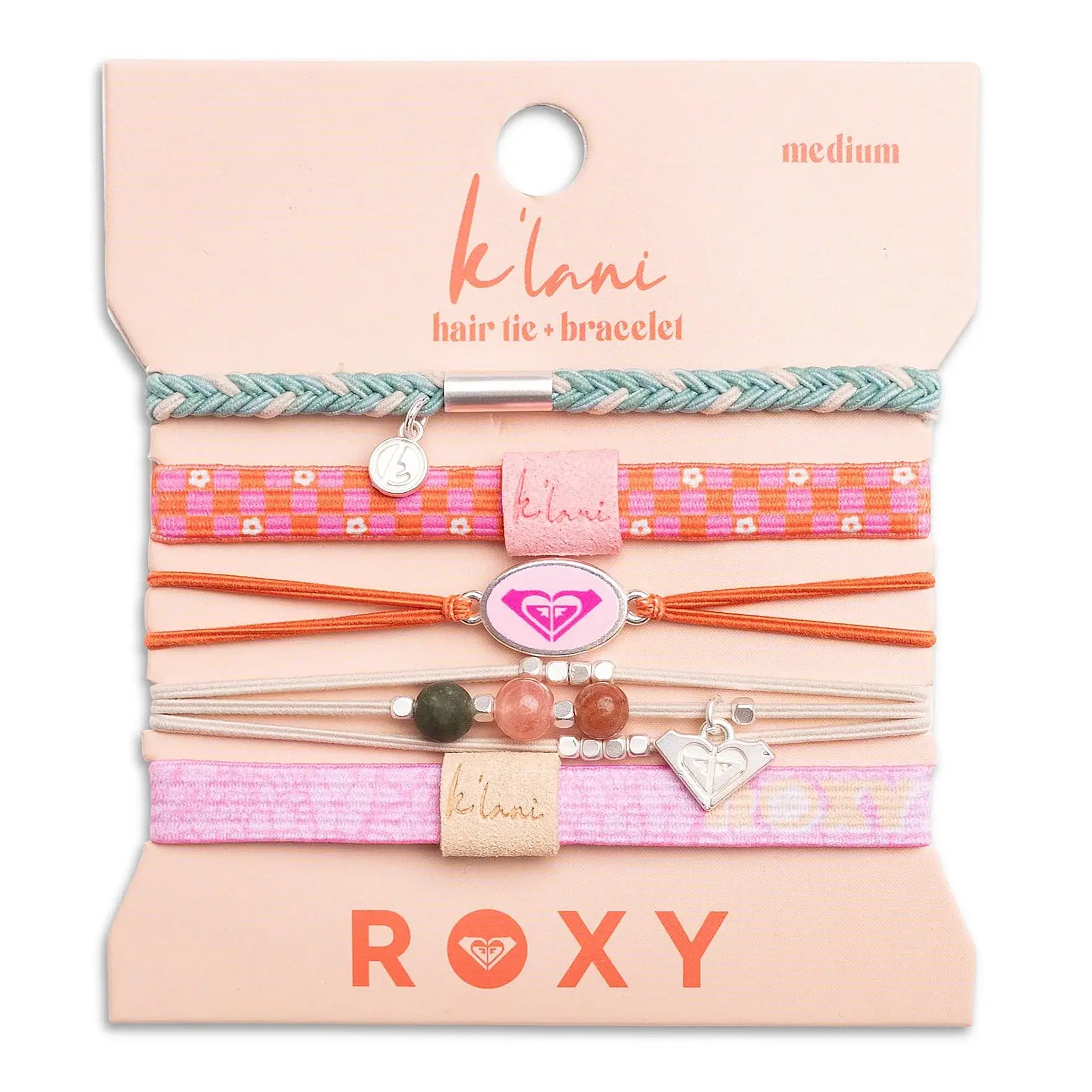 K'lani x Roxy Pink Tropics- Hair Tie Bracelet: Small