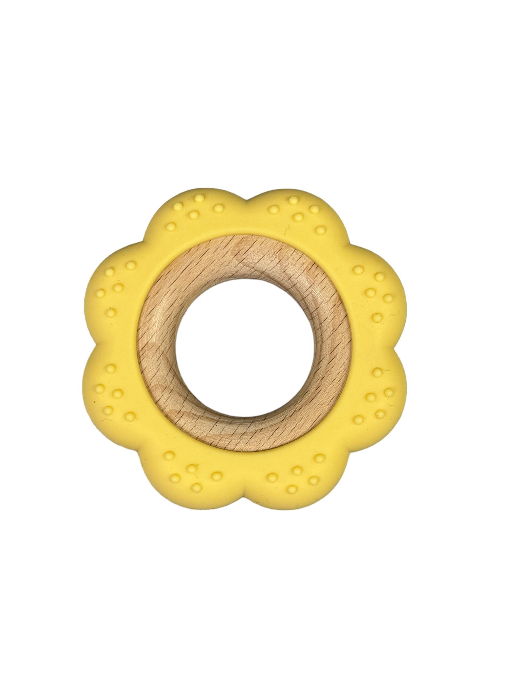 BPA Silicone & Beechwood Teether Ring Flower: Mint