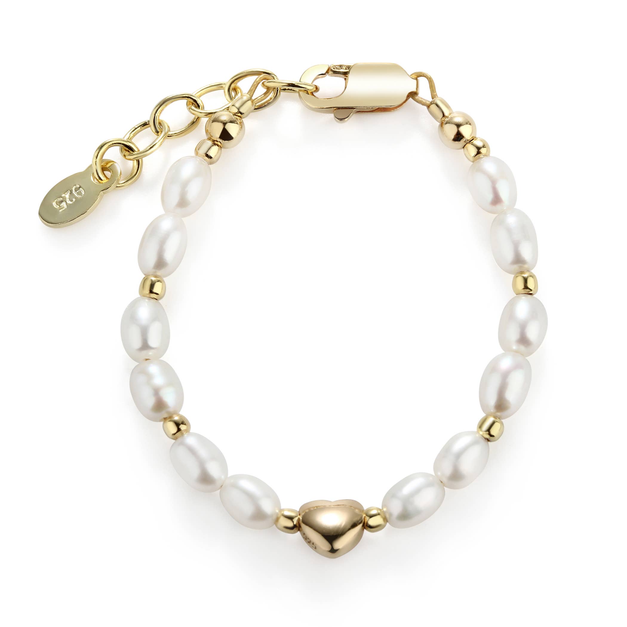 Girls 14K Gold-Plated Pearl Baby & Children's Bracelet: Large 6-12 Years