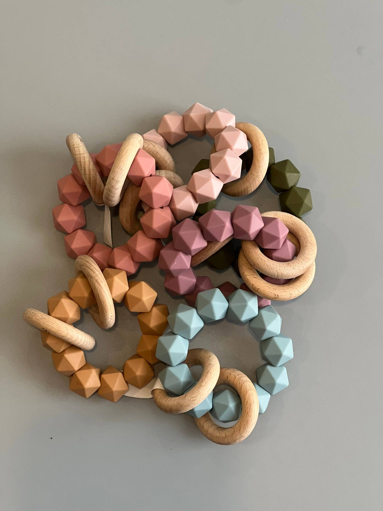 Abby Silicone & Beech Wood Rattle: Wisteria