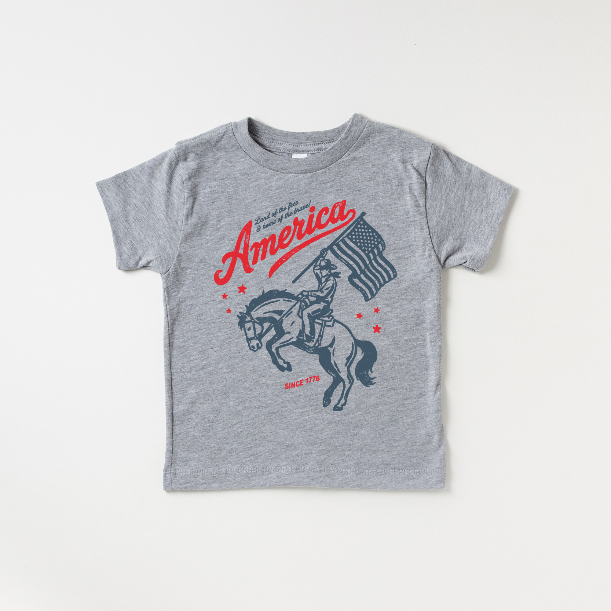 American Cowboy 1776 Flag Boy Freedom 4th  of July Shirt : Natural / 2T