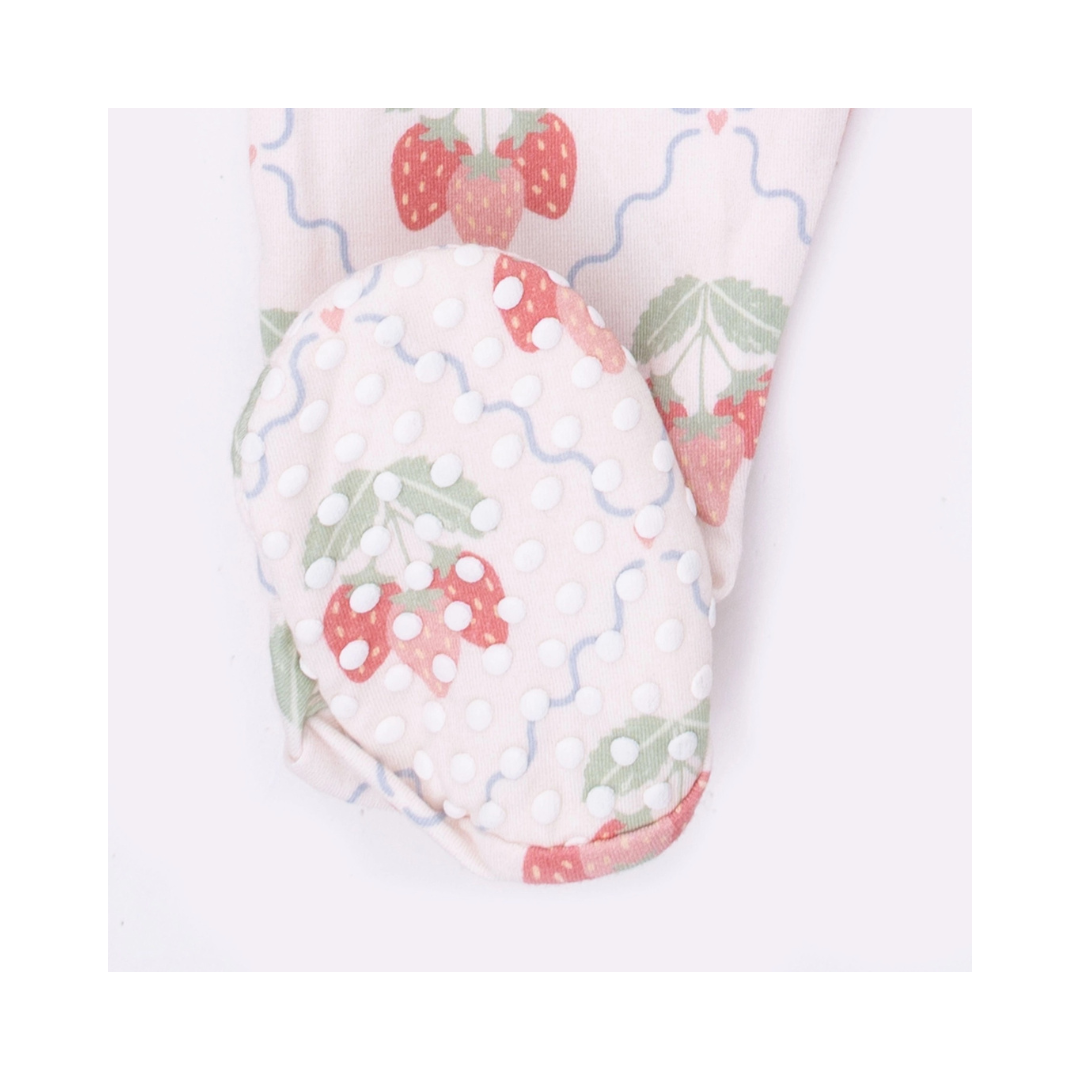 Sweet Strawberries - 2 Way Ruffle Back Zipper Footie