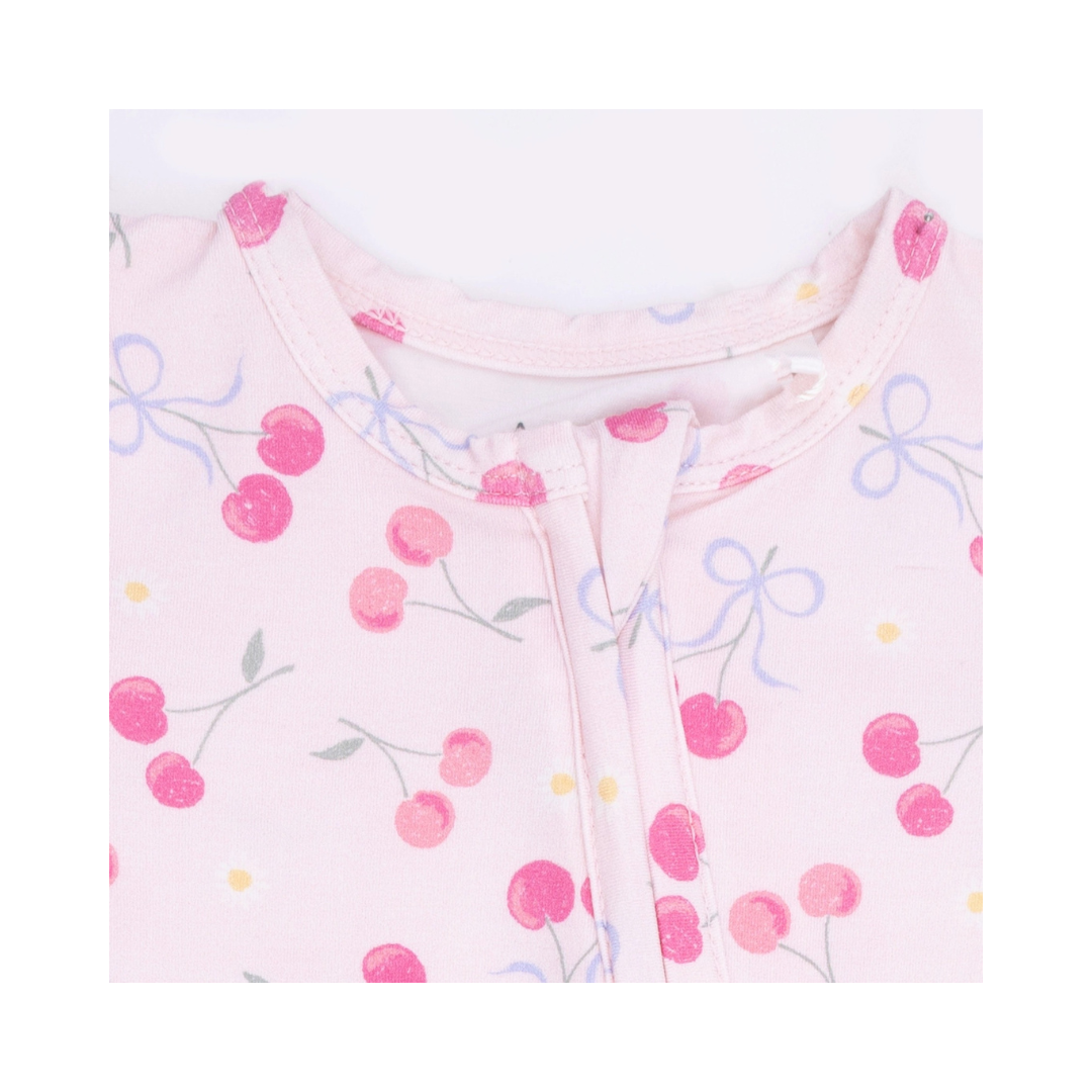 Sweet Cherries 2 Way Ruffle Back Zipper Footie