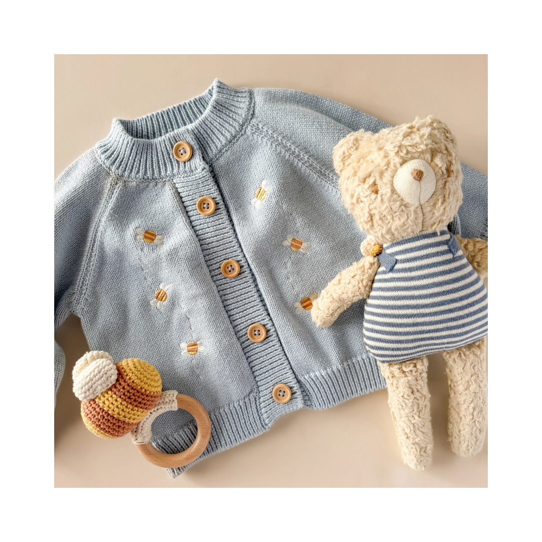 Bee Cotton Embroidered Cardigan