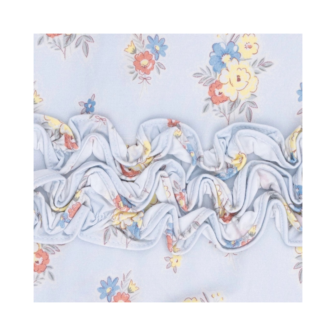 Country Stitch Floral - 2 Way Ruffle Back Zipper Footie
