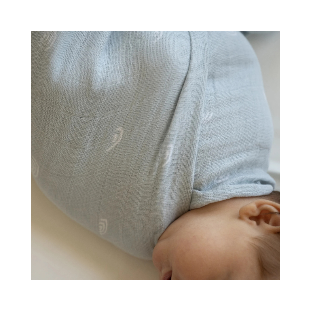 Cotton Muslin Swaddle Blue Rainbow