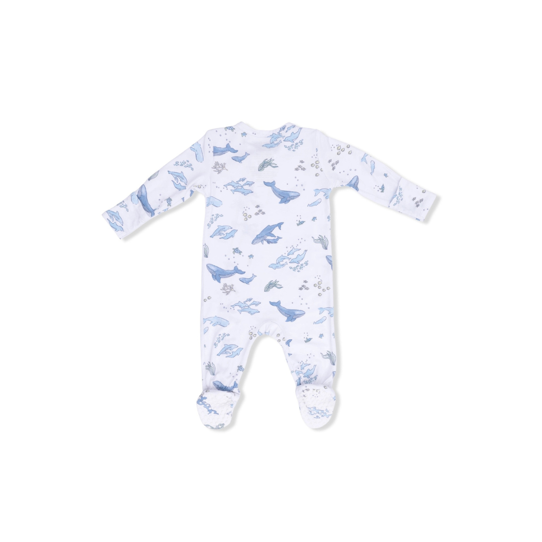 Watercolor Blue Whales 2 Way Zipper Footie
