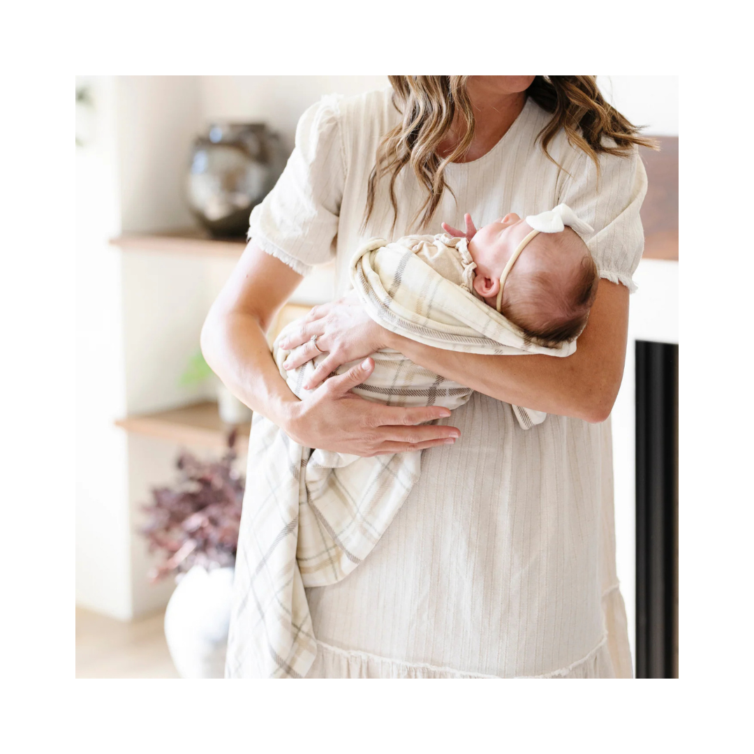 Plaid Minky Stretch Receiving Blankets