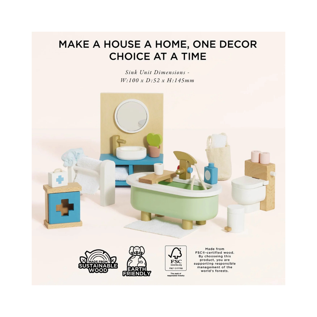 Wooden Dolls House Bathroom Furniture