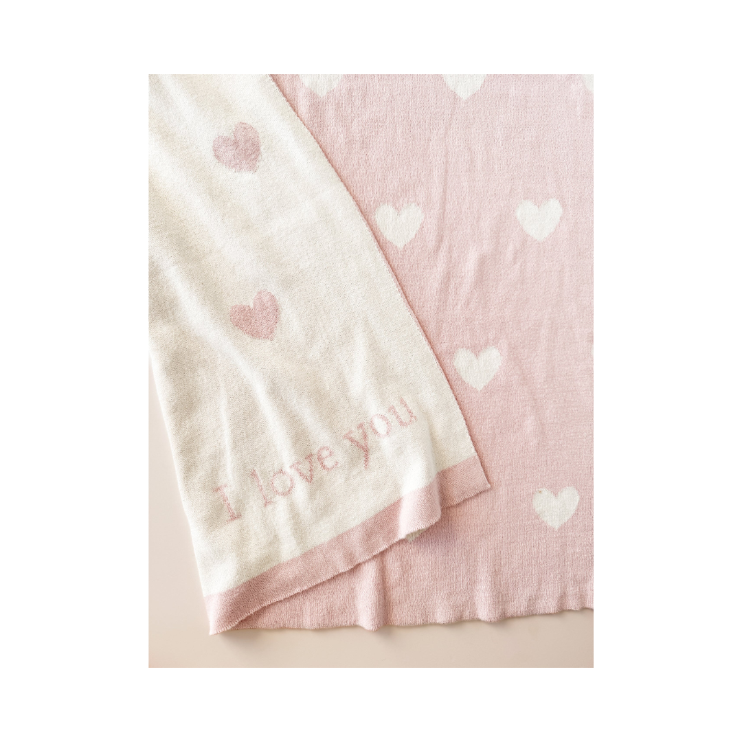 Heart I Love You Baby Blush Blanket