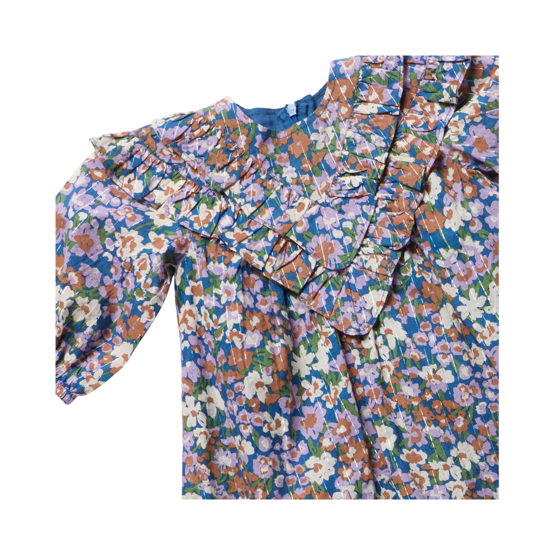 Girls Everly Dress - True Blue Sketched Floral