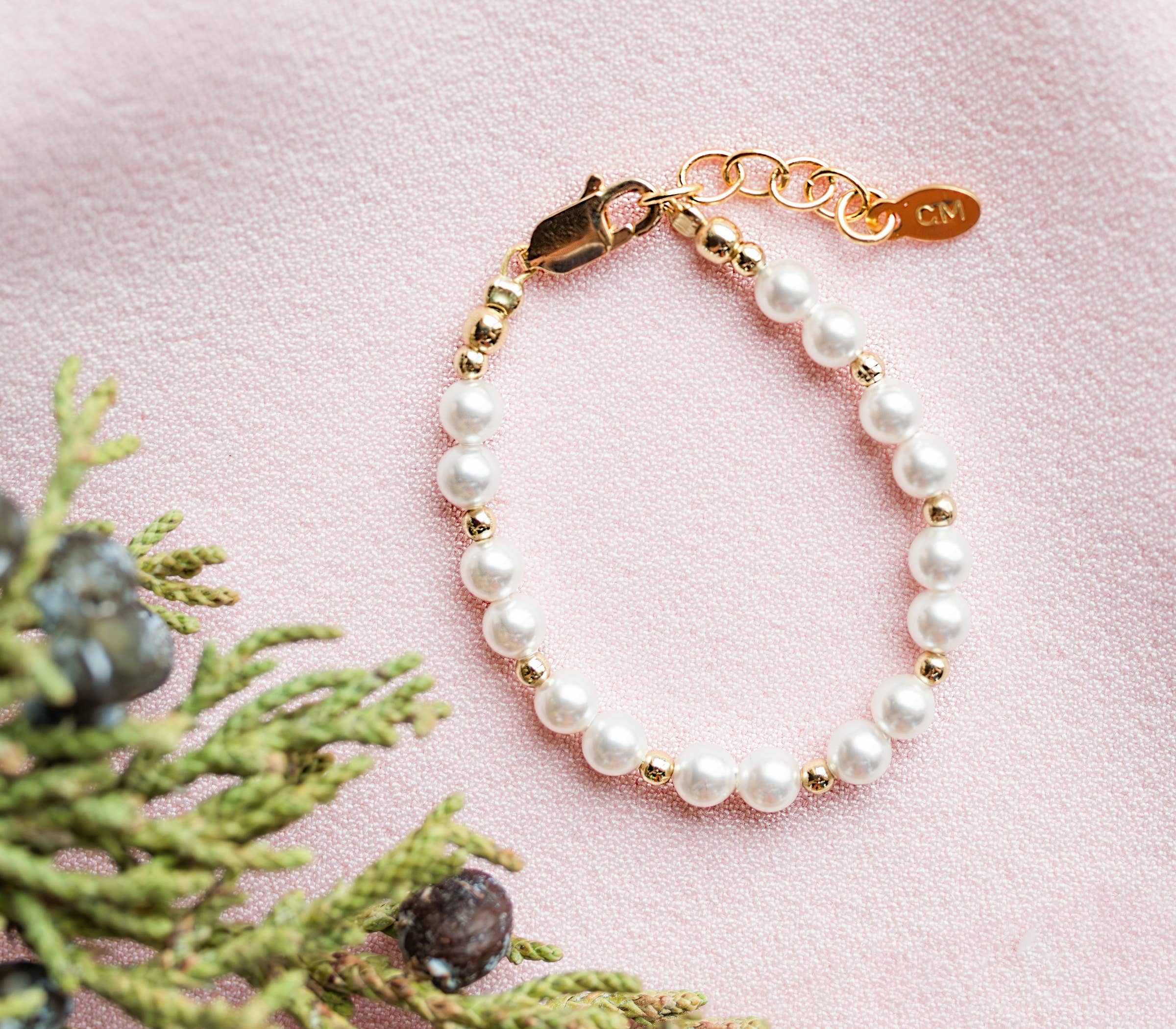 Girls 14K Gold-Plated Pearl Baby Bracelet Children's Jewelry: Medium 1-5 Years