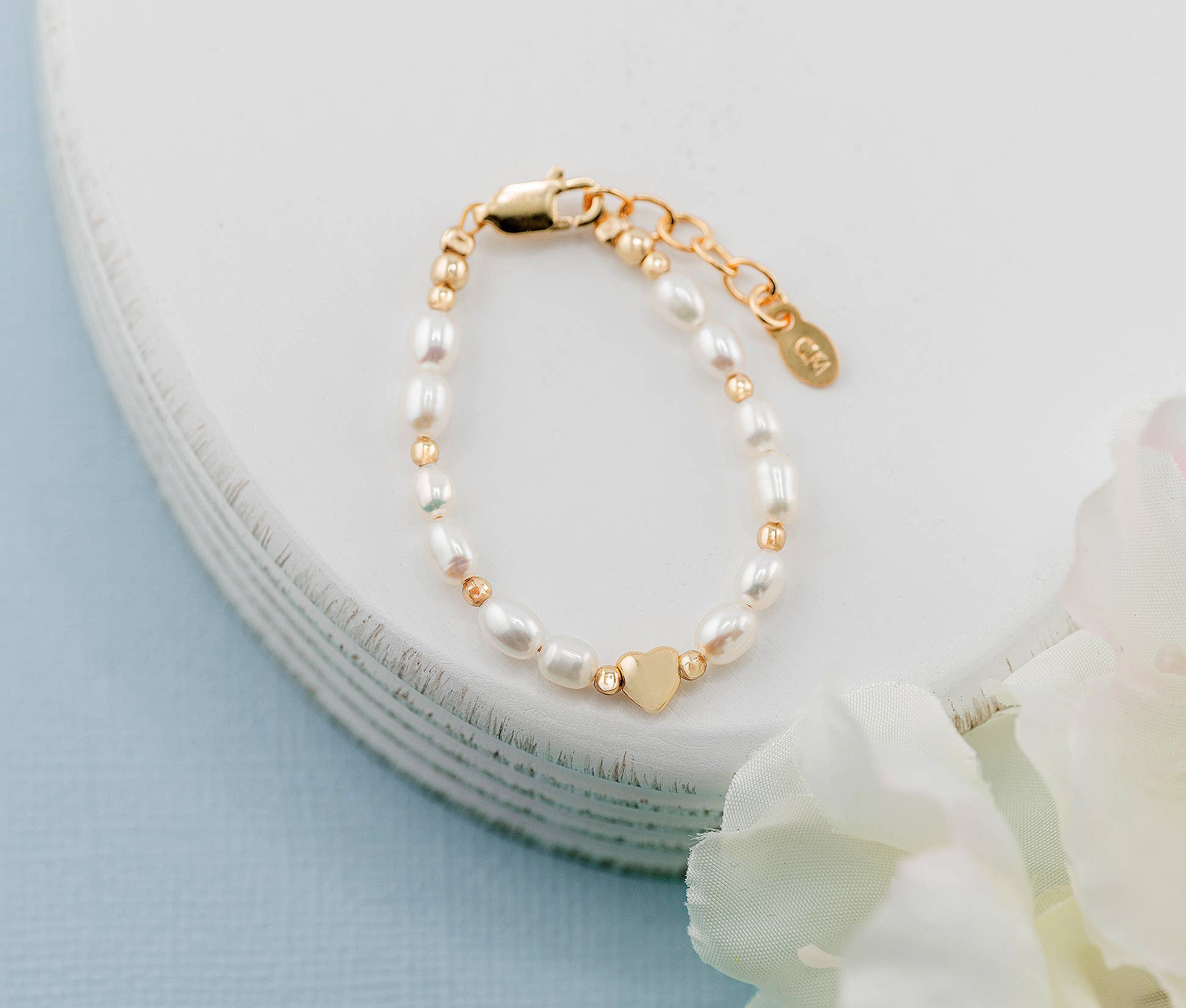 Girls 14K Gold-Plated Pearl Baby & Children's Bracelet: Medium 1-5 Years