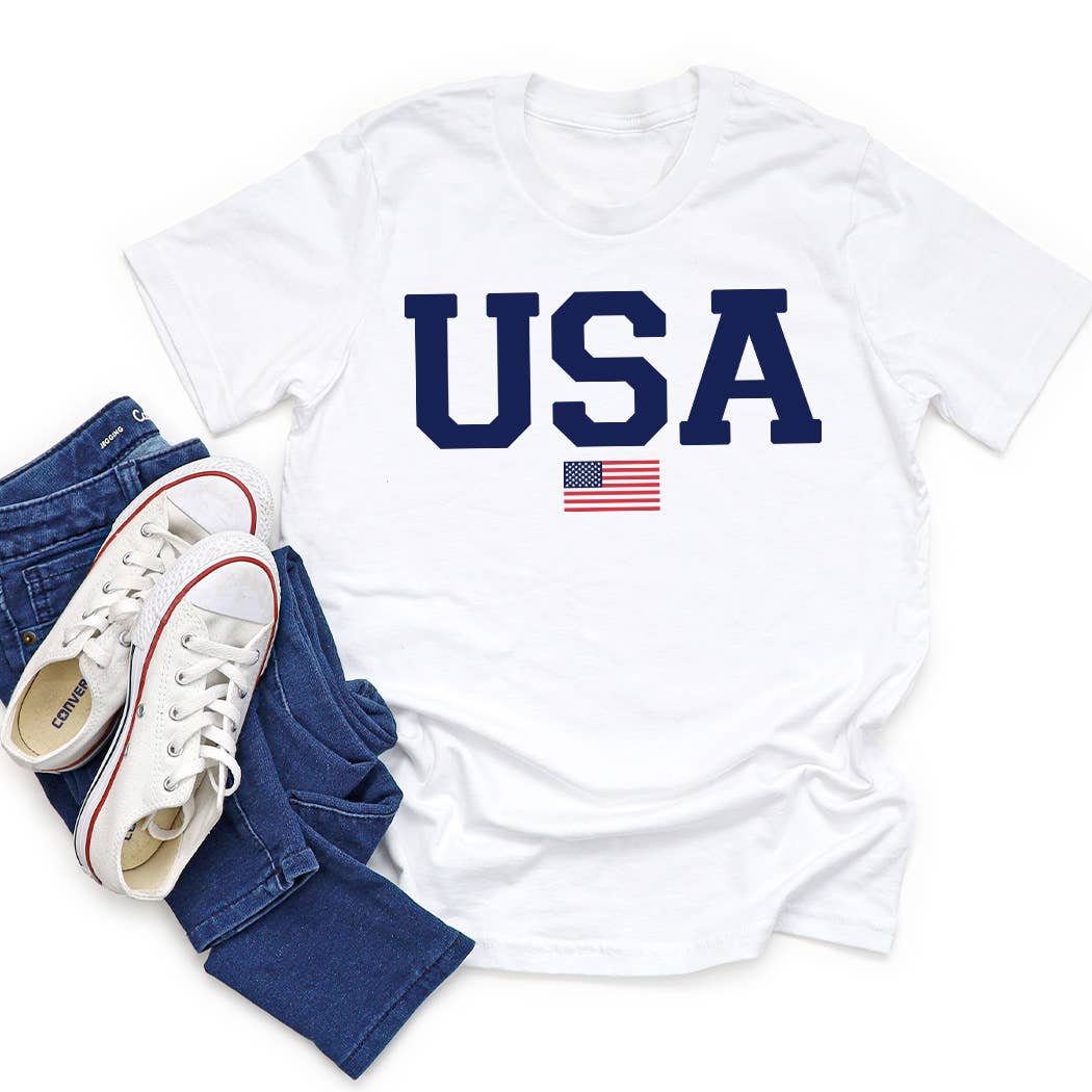 USA Graphic Tee: Athletic Heather / YL