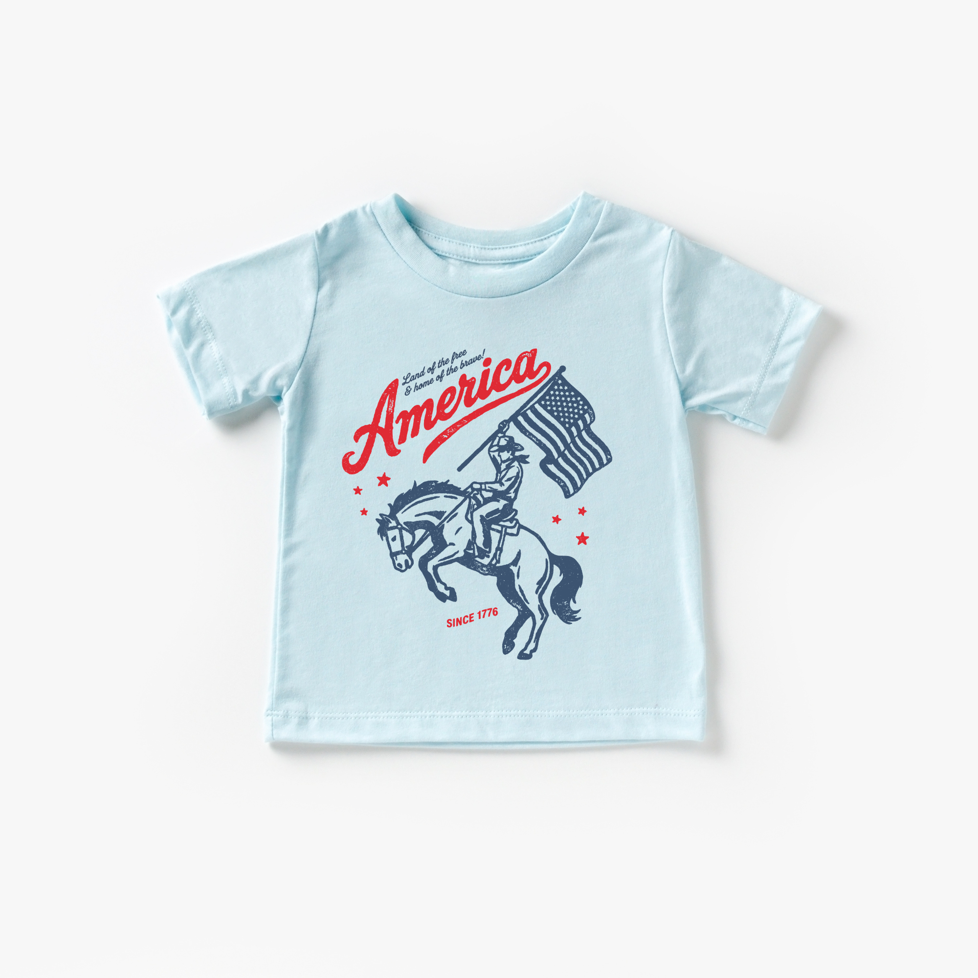 American Cowboy 1776 Flag Boy Freedom 4th  of July Shirt : Natural / 3T